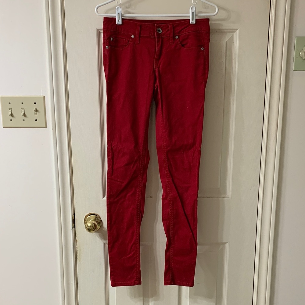 🌷3 for $25🌷Lovesick, US 3 (Juniors), Red Skinny Leg Stretchy Low Rise Jeans